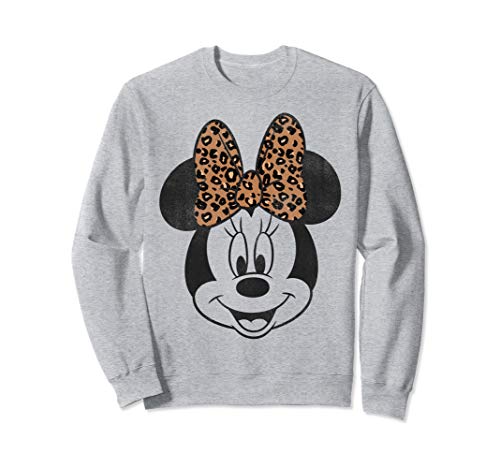Disney Mickey And Friends Minnie Mouse Leopard Bow Portrait Sweatshirt