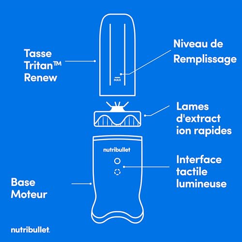 Nutribullet Ultra 1000, Blender Personnel, Mixeur pour Smoothies, Hachoir, Lames en Acier Inoxydable, Touches Tactiles, Tasse en Tritan de 900ml, Inclus Couvercle de voyage, 1000W, Gris (NB1004DGB) – vue 8