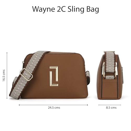 Image of Lavie Luxe Wayne 2 Comparment Medium Solid Cross Body Sling Bag | Ladies Purse Handbag | Ladies Gift