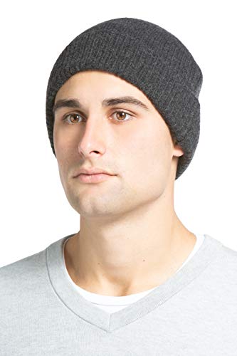 Image of Fishers Finery Men's 100% Pure Cashmere Ribbed Cuffed Hat; Ultra Plush
