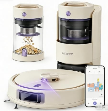 Airzeen Robot Vacuum Cleaner with Mop 4000Pa, Smart Navigation, Sweep/Vacuum/Mop 3-in-1, J10 Robotic Vacuum with Auto Carpet Boost, 3-inch Slim, WiFi/APP/Alexa/Remote, for Pet Hair Hard Floor Carpet