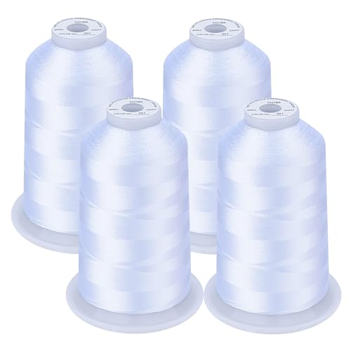 Simthread Maschinenstickgarn 5000M Spulen Set Polyester Stickgarn für Babylock, Janome, Kenmore, Singer, W6 N Stickereimaschine (4 weiß) Simthread Maschinenstickgarn 5000M Spulen Set Polyester Stickgarn für Babylock, Janome, Kenmore, Singer, W6 N Stickereimaschine (4 weiß)