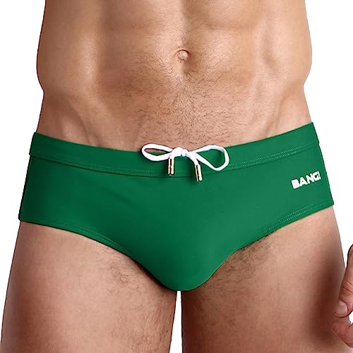 Bang Men's SwimwearSwim Brief - Premium Swimsuit w/Removable Pouch for men Italian Econyl Nylon Vita Carvico (GREEN RUSH - 3XL)