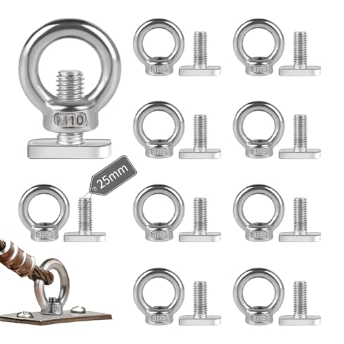 EXLECO 10X M10 Dado a Occhiello con Bulloni M10*25mm Metrico Dadi Anello Occhio Dado di Sollevamento in Acciaio Inossidabile Vite ad Anello Bullone di Fissaggio per Accessori Sollevamento Serra Piante