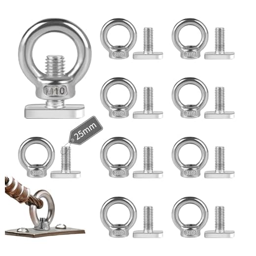 EXLECO 10Pcs M10 Tuerca de Anillo Cancamo M10*25mm Tornillo de Ojo de Elevación Argollas Acero Inoxidable Hembra Sujetador de Tuerca con Anilla Tuerca de Elevación Roscada para Accesorios de Elevación