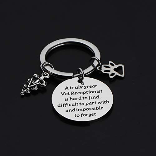 Image of CENWA Vet Receptionist Gift A Truly Great Vet Receptionist is Hard to Find Keychain Veterinary Assistant Vet Nurse Gift