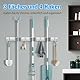 Sampoes Besenhalterung Wand, Besenhalter Edelstahl, Gerätehalter Wandhalterung mit 3 Halter und 4 Haken, Besen Aufhängung Gartengerätehalter, Besen Mop Halter für Badezimmer, Küche, Garage