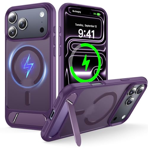 Support magnétique iPhone 17 Pro Max chargement sans fil 2 en 1 violet