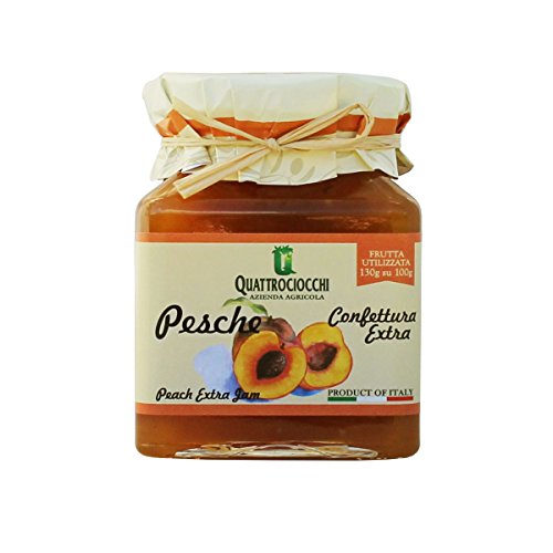 Quattrociocchi extra Premium Pfirsich Konfitüre, 350g - Extra hoher Fruchtanteil - 130g Pfirsich auf 100g Marmelade - Premium Qualität aus Italien Cover