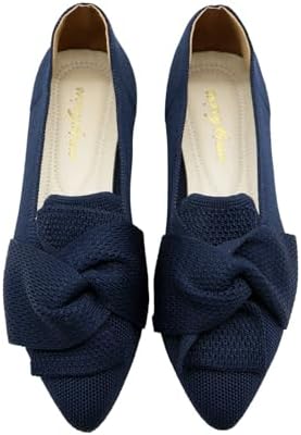 Flats for Women Featuring Pointed Toe, Elegant Bow, and Comfortable Knit, Softable Classical Shoes