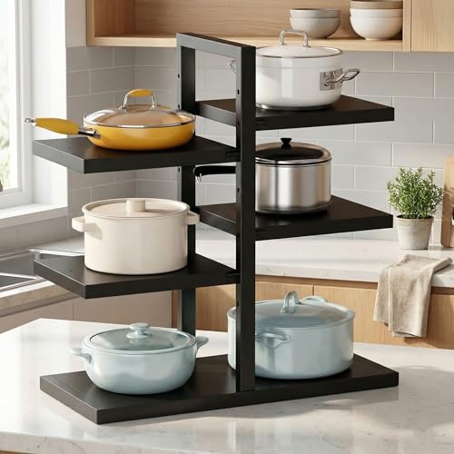 Image of 6 Tier Pots and Pans Organizer for Cabinet, Heavy Duty Pot Pan Rack under Sink Organizers and Storage，Kitchen Cabinet Organizer with (6 Tier)