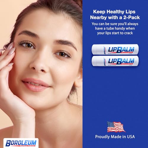 Natural Lip Balm by Boroleum | Best Chapped Lip Moisturizer for Dry Cracked Lips | All Natural Ingredients for Men Women and Kids | 4.25 gr. Tubes, 2 Lip Balms Per Pack