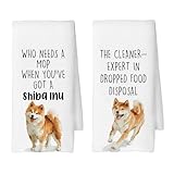 CUANFDDSF Funny Dog Shiba Inu Kitchen Towels Set of 2, Housewarming Gift for Dog...