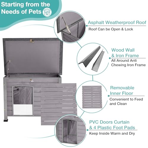 Indoor-Outdoor-Dog-HouseAnti-Chewing-Iron-Frame-Dog-KennelWood-Warm-Pets-HomeInsulated-Weatherproof-Outside-Shelter-for-Feral-Animal-335-L-X-22-W-X-252-H-Grey - Cucciolini Doodles   Indoor-Outdoor-Dog-HouseAnti-Chewing-Iron-Frame-Dog-KennelWood-Warm-Pets-HomeInsulated-Weatherproof-Outside-Shelter-for-Feral-Animal-335-L-X-22-W-X-252-H-Grey