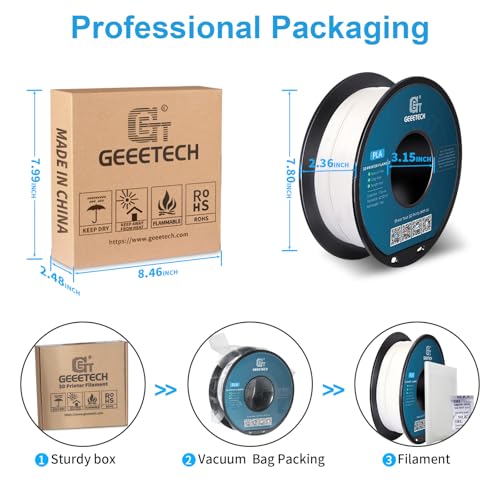 GEEETECH Matte PLA Filament 1.75mm,White PLA Matte 3D Printer Filament 1kg Spool (2.2lbs), Dimensional Accuracy +/- 0.02 mm,1.75 PLA Filament Matte 3D Printing Filament — view 4
