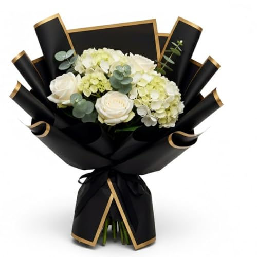 Image of SATYAM KRAFT 5 Pcs Korean Wrapping paper for gift packing | gift sheets for Him /Her, Girlfriend, Boyfriend, Birthday, Wedding, Enagagement, Anniversary, Chocolate Packing, Return Gifts, Floral Decoration (Black Paper)