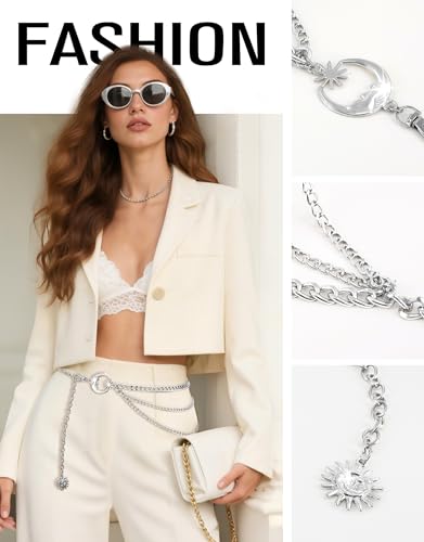 Wedtrend Women's Waist Chain Metal Adjustable Body Chain for Dresses & Festival Outfits2