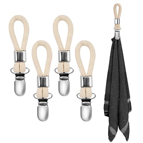 Lot de 4 crochets pour serviettes, pinces à serviettes, clips pour serviettes, pinces à serviettes, crochets en acier inoxydable, pour serviettes, torchons de cuisine, porte-serviettes Cover