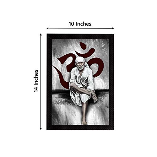 Image of eCraftIndia Wood Sai Baba Satin Matt Texture Uv Art Painting(Grey), 9.84 Inch