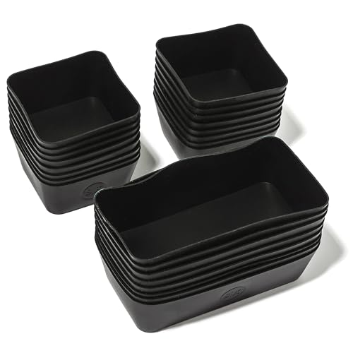 The Silicone Kitchen Reusable Silicone Bento Baking Cup, Non-Toxic, BPA Free, Dishwasher Safe Bento Box Accessories Lunch Box Dividers, Square and Rectangle, 24 Pack, Matte Black