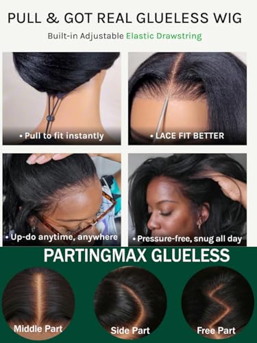 Image of KLAIYI Pre Everything Glueless Layer Side Part Loose Body Wave 13x4 Lace Front Wigs Human Hair Drawstring Curtain Bangs Face framing Pre Bleached Knots Pre Plucked 3S Ready to Put On and Go Wig 26Inch