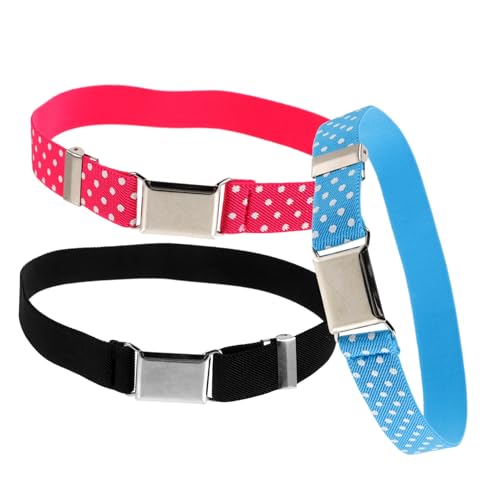 GAROZATION 3-pack Kids Boys Girls Belt Elastic Waist Belt Black Stylish for Dresses Pants Casual Formal