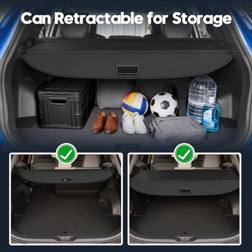 Image of Powerty Cargo Cover for 2015-2018 Hyundai Santa Fe Sport(Not for Santa Fe), Canvas Texture Trunk Cover Privacy Screen Rear Security Shade for Santa Fe Sport Accessories