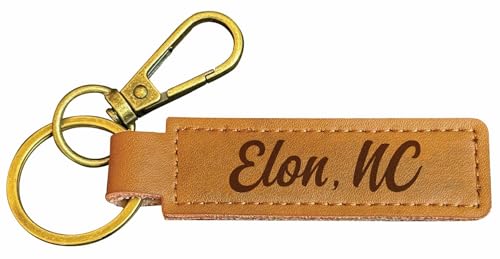 R and R Imports Elon North Carolina Souvenir Leather Keychain