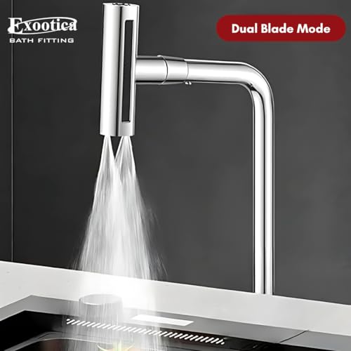 Image of Durable Brass Build Multi-Flow Kitchen Sink Mixer | Wall-Mounted Premium Chrome Finish Faucet - Smooth Operation
