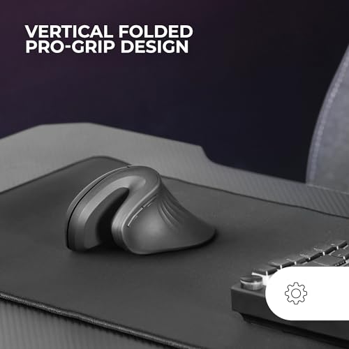 MMW-ERGOPRO, Mouse Senza Fili Ergonomico Verticale, Design Pieghevole, Sensore Ottico 3200DPI, Switch Huano, Ricevitore Wireless 2.4GHz, Compatibilità Multipiattaforma, Nero - Mouse gaming - Immagine 1