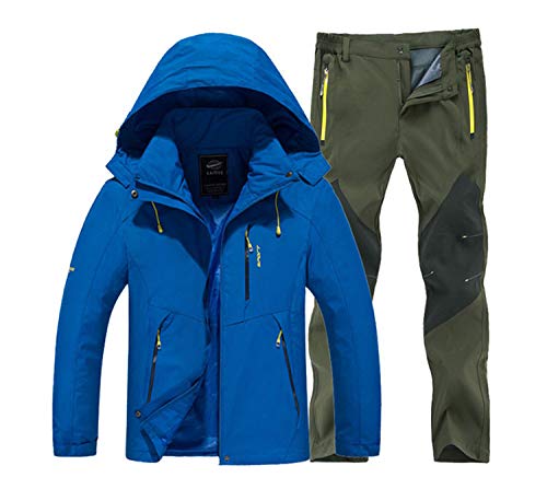 Mdsgfc Uomini Primavera Pesca Escursionismo Giacche Pantaloni Set Campeggio Arrampicata Trekking Autunno Outdoor Viaggi, Uomo, Blu verde militare, XXL