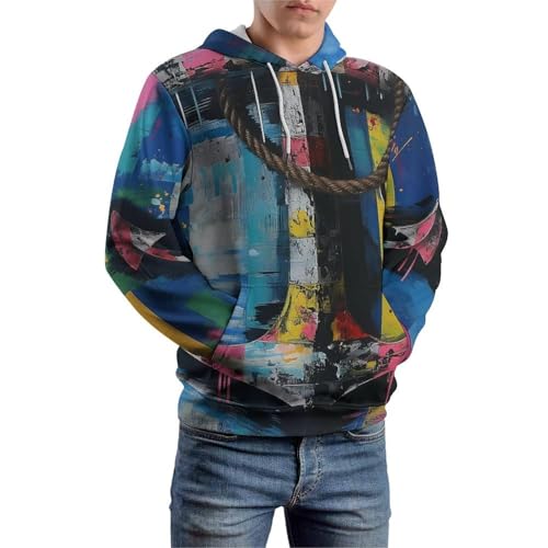 Sweatshirt pullover motifs rayures marines coupe unisexe taille S - 6
