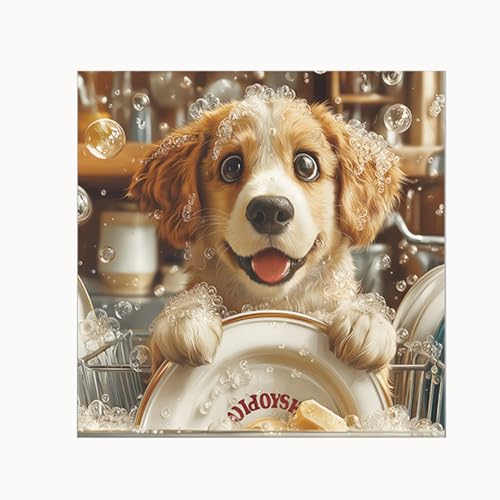 Vinilo Decorativo de Pared de Perrito Dorado para Baño