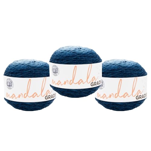 Lion Brand Yarn, Mandala Gradient Crochet Yarn, Steel Blue, 3 Pack