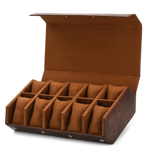 Image of essart 10 Slot Watch Roll Case, Brown