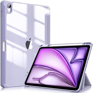 Fintie – Funda híbrida delgada para iPad Air 4ª generación modelo 2020 (soporte para lápiz incorporado), a prueba de golpes y con carcasa trasera transparente, función de activación/hibernación automáticas, para iPad Air 4 de 10.9 pulgadas, color púrpura lila