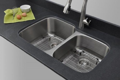 Wells Sinkware 18 Gauge,Undermount Craftsmen Series Double Bowl Kitchen Sinks Stainless Steel Package,32X21X9/7 32" 60/40, Brushed Matte Finish-Cmu3221-97-1 #TOP5