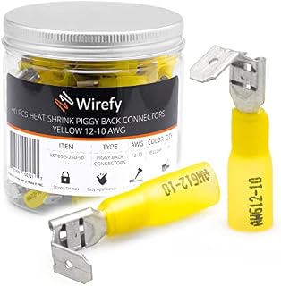 150 PCS Wirefy Female Spade Connectors - Heat Shrink Spade Connector Kit - Quick Disconnect Wire Connectors - Electrical Spade Terminals - Red 22-16 Gauge