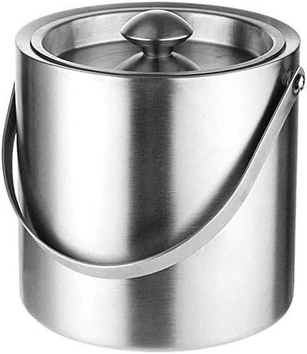 Cubo de hielo aislado con tapa sellada y pinzas, tamaño grande de acero inoxidable de 2/3 litros, almacenamiento moderno para fiestas Cubo de hielo aislado con tapa sellada y pinzas, tamaño grande de acero inoxidable de 2/3 litros, almacenamiento moderno para fiestas