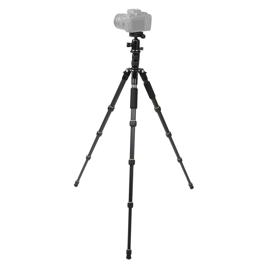 ZOMEI Q666C Monopod z Włókna Węglowego Statyw do Fotografii Podróżniczej DSLR Przenośny 5 Sekcji Czarny 13,8 Cala do Przechowywania