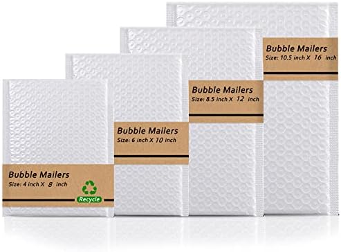 Bubble Mailers 4x8 inches 50pcs | Padded Envelopes Mailers | Sealing Shipping Bags for Small Business, Shipping Envelopes with Self Sealing, Waterproof and TearProof