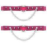 Women Girl Leather Heart Garters Leg Ring Belt Punk Studded Chain Elastic Thigh Ring Garters Adjusta