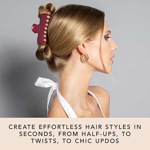 The Hair Edit Scarlet Claw Clip, Comfortable Red Claw Clip for All Hair Types, Everyday Hair Accessory for Women, Strong Hold Non-Slip Grip, All-Day Secure Styling for Updos, Half-Ups, & French Twists - Thumbnail 3
