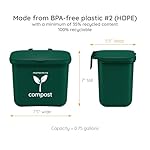 Small Green Compost Bin Container for Hanging on Kitchen Trash Container - Image 5