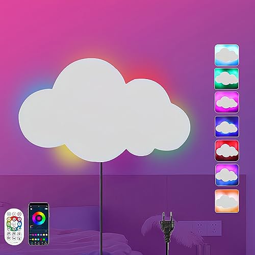 LED Lámpara de Pared RGB Regulable Apliques de Pared con Mando a Distancia y APP Moderna Habitación Infantil Lámpara de Noche con Enchuf para Salón Dormitorio Pasillo Hotel Cambia de Color Iluminación