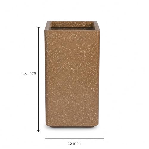 Image of ROTO Box Square Planter Pot Set | Premium LLDPE Outdoor Indoor Plant Pots | Modern Decorative Garden Planters for Home Balcony Office Patio (Dot Brown, 2 - (12X12X18 inch), Set of 1)