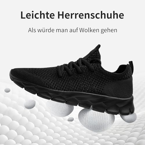 IEBPEH Schuhe Herren Laufschuhe Sportschuhe Sneaker Turnschuhe Outdoor Tennisschuhe Freizeitschuhe Joggingschuhe Schwarz 43