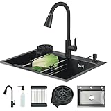 Hevenaov Fregadero Cocina 1 Seno Negro 60 x 45cm, lavavasos (60x45cm)