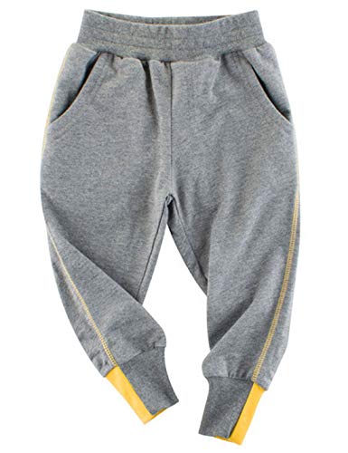 AMEBELLE Toddler Boy's Girl's Baby Elastic Striped Sweatpants Breathable French Terry Kids Jogger Pant 2-8T(0005-Grey-5T) Gray