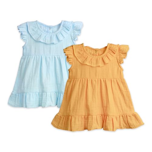 Image of Kidbea Organic Cotton Girl's Frock Ruffle Sleeve Regular Fit Casual Dress